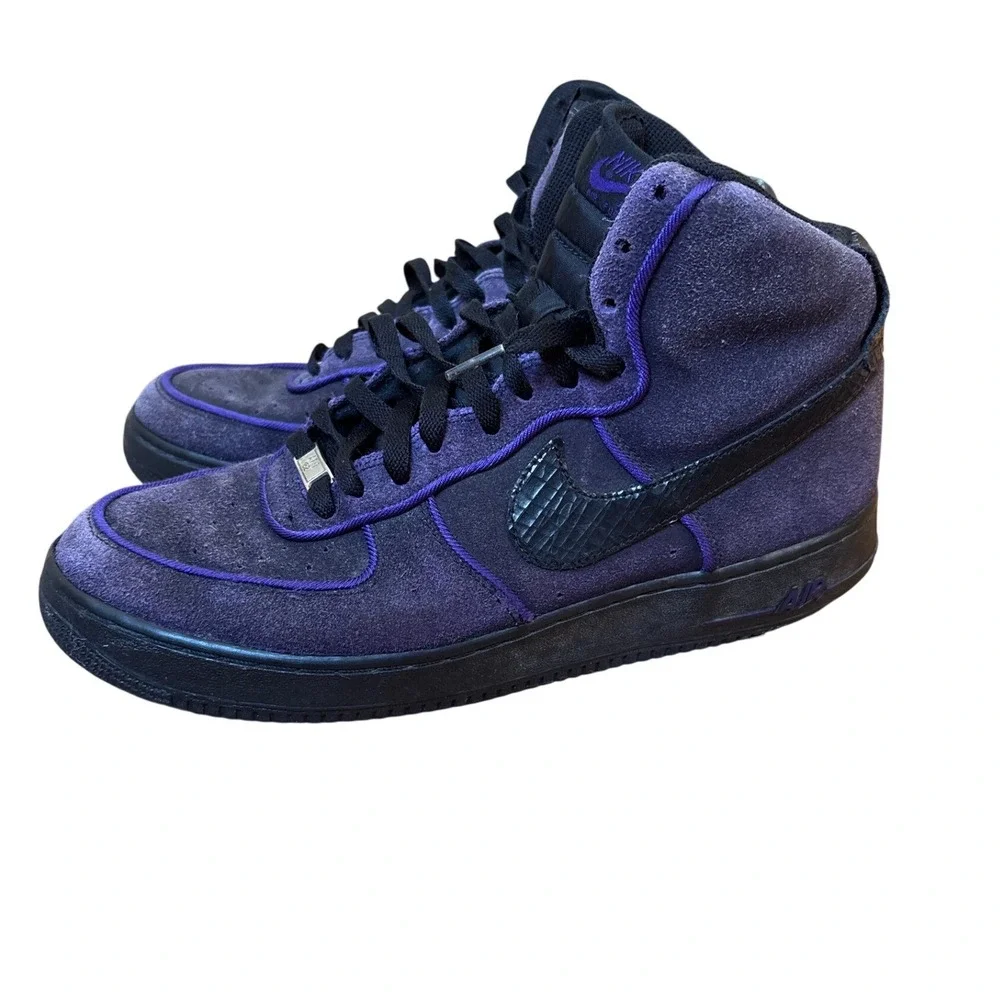Nike‎ Air Force 1 High Mens Purple Suede Black Croc Swoosh 315121-016 SIZE 12